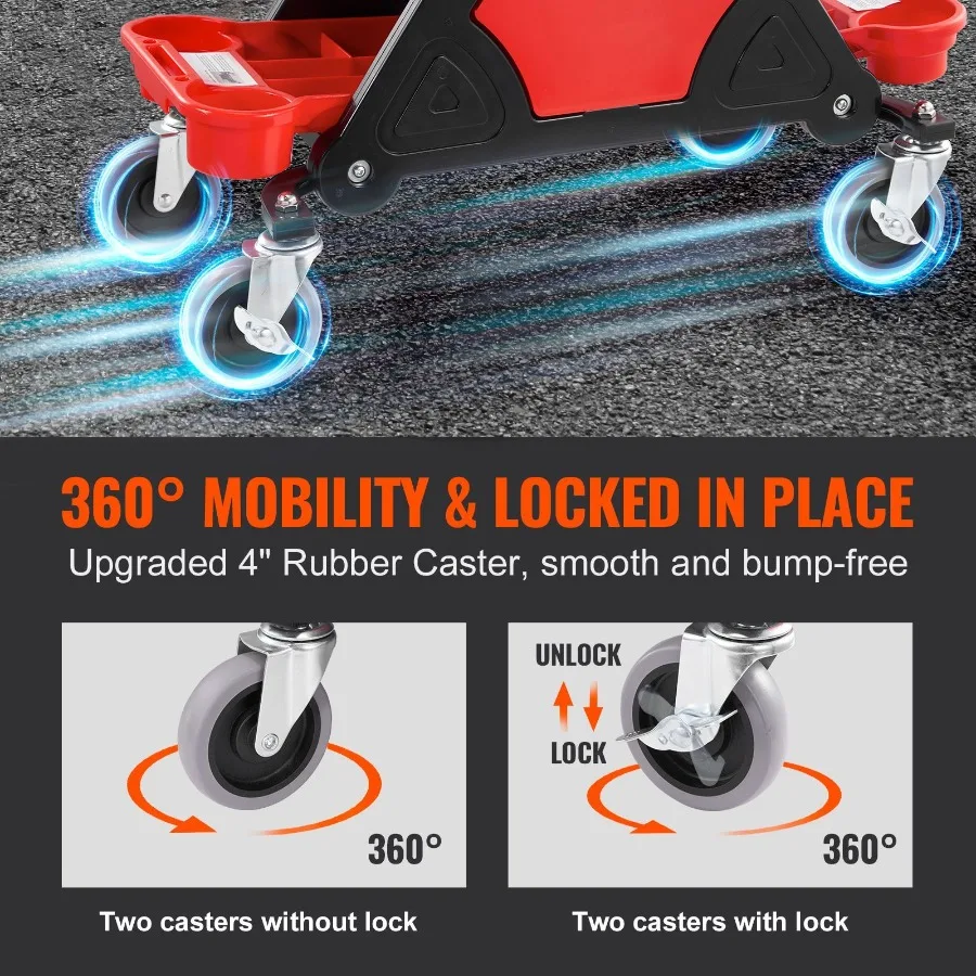 

Механический стул-табурет на 136 кг с 4 колесами и тремя выдвижными ящиками для инструментов, сверхпрочный, на роликах