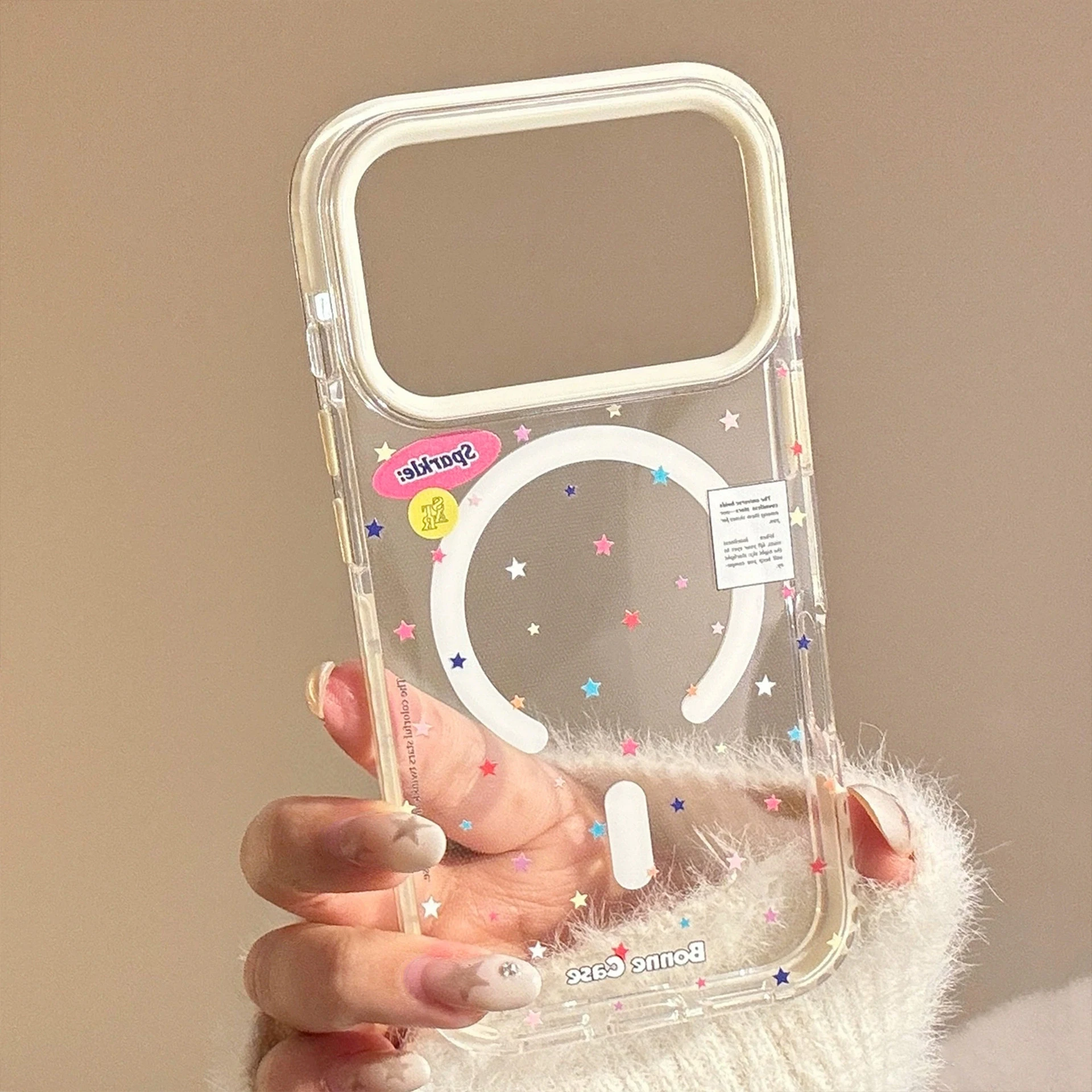 인스 한국 풀스크린 스타 브라켓 마그네틱 맥세이프 폰 케이스 아이폰 17 16 15 14 13 프로 맥스 Y2K 카와이 만화 커버