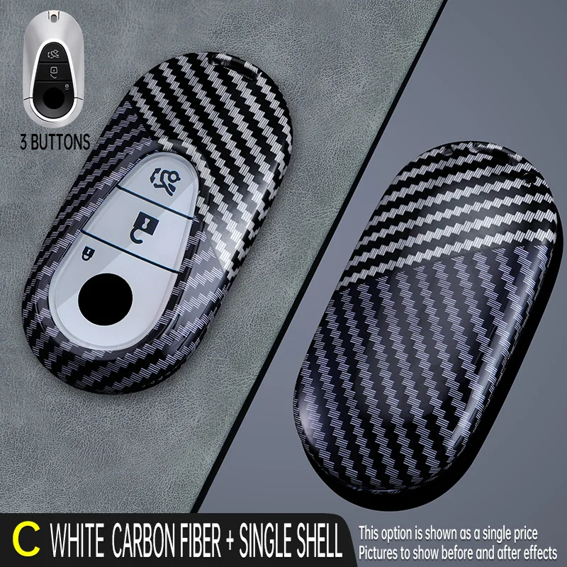 PC Carbon Fiber Pattern Car Key Case Cover Fob Shell for Mercedes Benz C S Class W223 W206 S350 S400 S450 S500 C200 C260