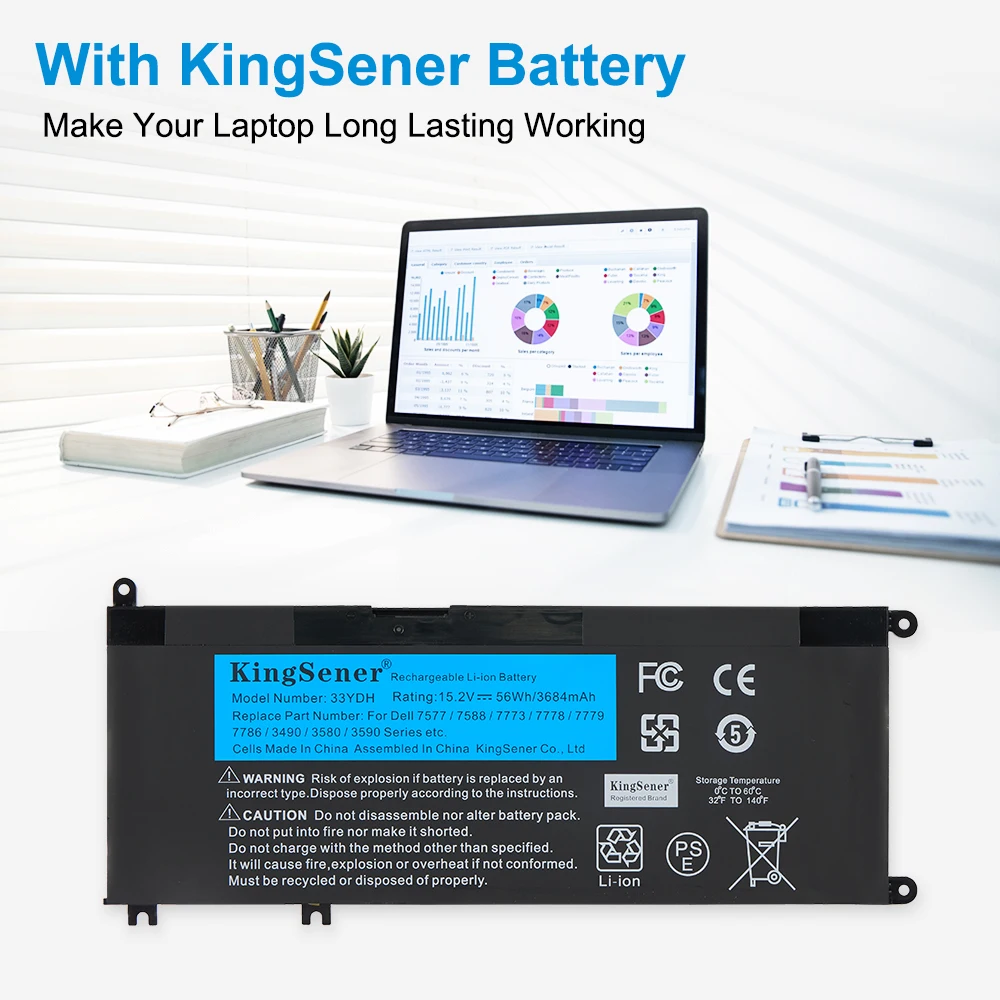 KingSener 15.2V 56WH 33YDH بطارية كمبيوتر محمول لديل انسبايرون 17 7778 7779 7773 15 7577 G3 15 3579 5587 17 3779 7588 P30E سلسلة #3