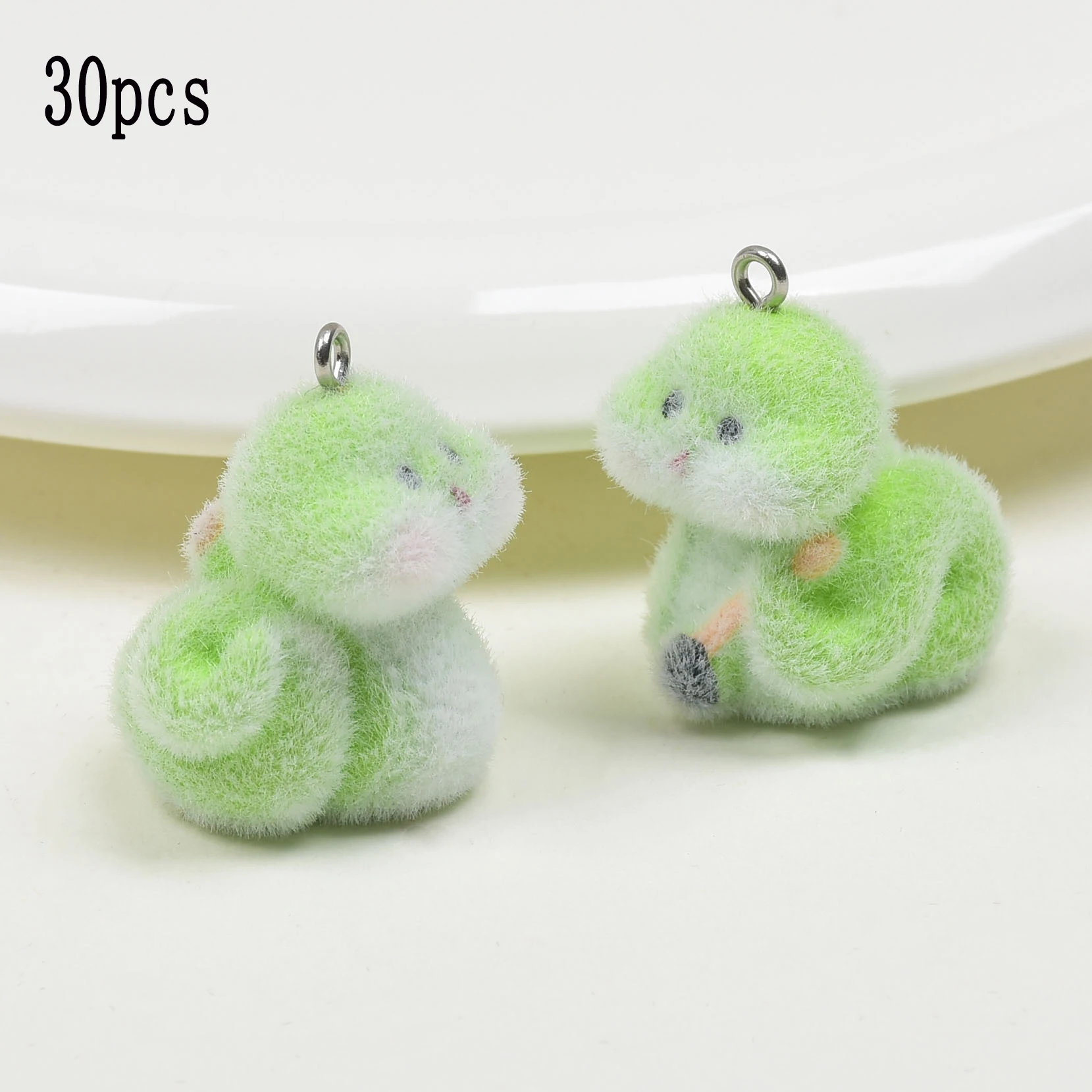 

30pcs Cute 3D Resin Charms Plush Flocking Miniature Snake Dolls Pendant for Keychain Earring DIY Crafts Jewelry Make Accessories