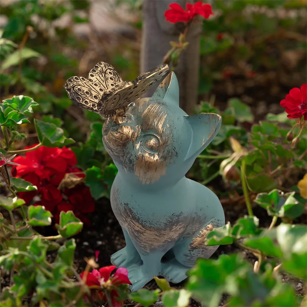 الراتنج القط فراشة تمثال زخرفة حديقة المشهد هريرة تمثال الحرف اليدوية مقاوم للماء ديكور المنزل لساحة الحديقة #2