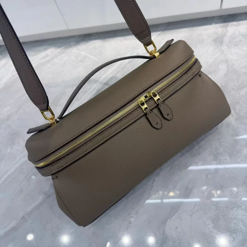 2026 New Women Quiet Luxury Lunchbox Handbag Genuine Top Grain Leather Multi-way Shoulder Crossbody Bag Elegant Commuter Purse