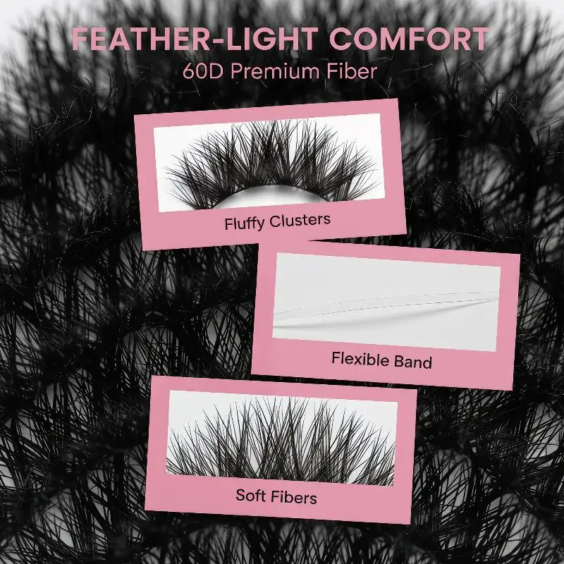 1 Set DIY Individual Eyelashes Wispy DIY Lashes Book Fluffy Clusters Eyelash Extensions Volume Fans