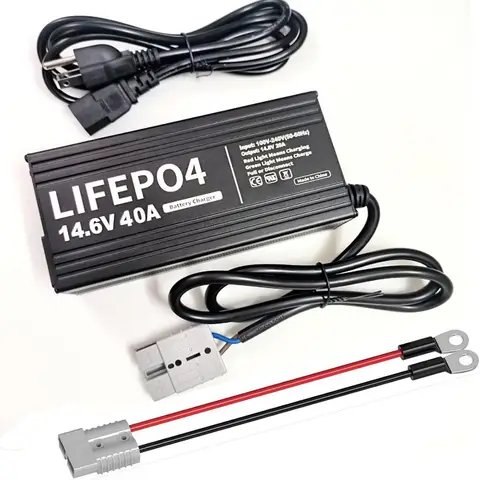 14.6V 40A LiFePO4 배터리 충전기, 12.8V 리튬 철 인산염 배터리용 스마트 배터리 충전기, 세류 충전기 내장 안전
