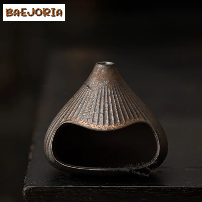 Brûleur d'encens en fer doré émaillé, style cheminée volcanique, pour jardin zen, encensoir de consécration, accessoires de thé et ornements, cadeau