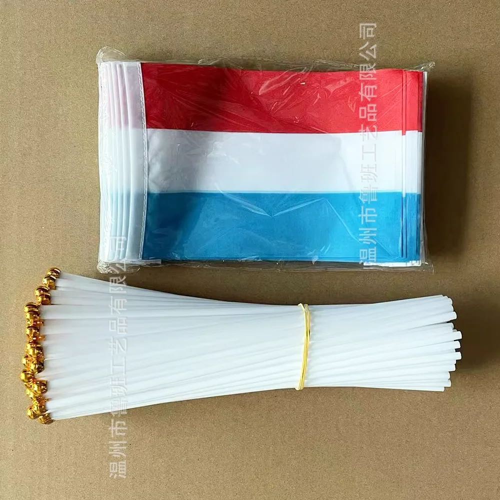 （TIKI FLAG）Luxembourg flag 14x21cm Polyester Fade-Resistance Luxembourg Hand Waving Flag with Plastic Flagpole for Events