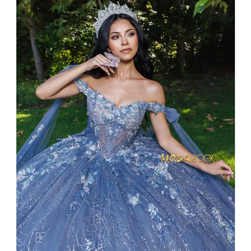 Luxury Quinceanera Dresses 3D Beading Floral Lace Dresses 15 Years Birthday Party Ball Gown