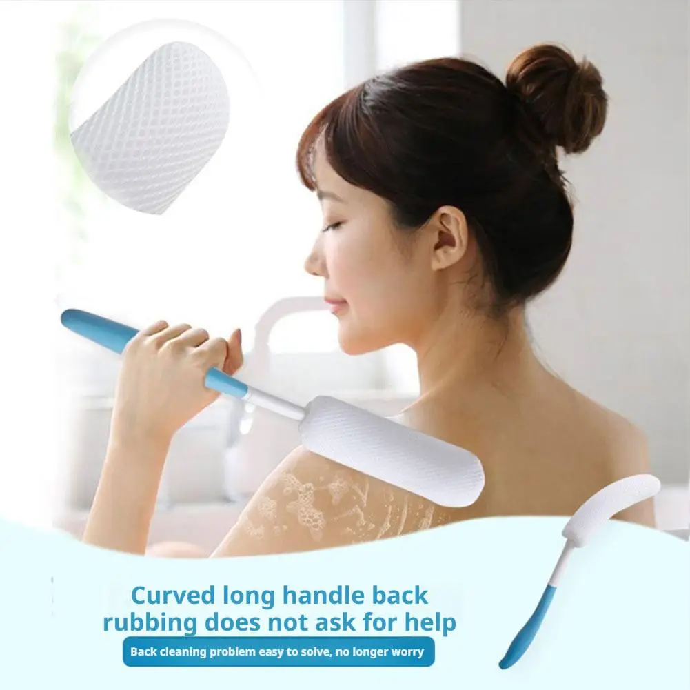 Cepillo limpiador de espalda suave para personas gordas, esponja de baño para ancianos, mango curvo, depurador de espalda, ducha, exfoliante, cepillo masajeador
