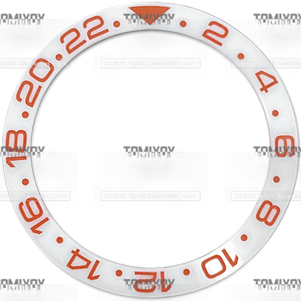 38mmx30.7mm Rosso Blu Verde 2-22 Inserto per lunetta in ceramica con testo multicolore adatto per orologio meccanico da uomo GMT