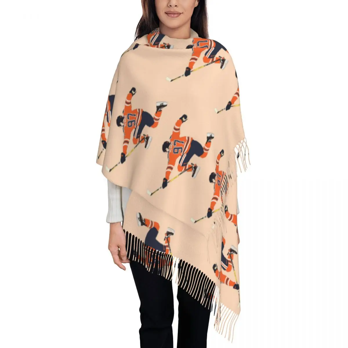 

Connor McDavid 97 For Edmonton Oilers Fans Scarf Tassel Scarves Women Soft Warm Shawls and Wraps Long Fall Winter Shawl Wrap