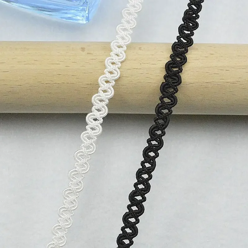 5Meters/16.4Ft Each Pack New Lace Belt Clothing Accessories DIY Decorative Wedding Dress Lace Clothes Black and White Double 8-C