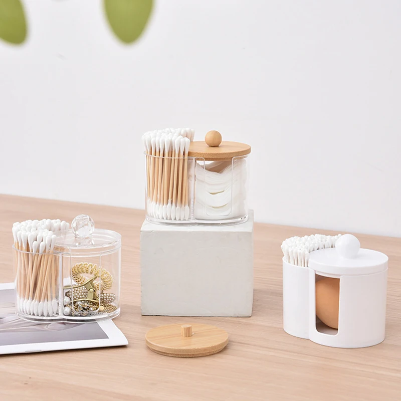 Cotton Round Pad Holder Powder Puff Storage Box Home Cotton Swab Box Makeup Organizer Dustproof Portable Durable Bathroom Jar