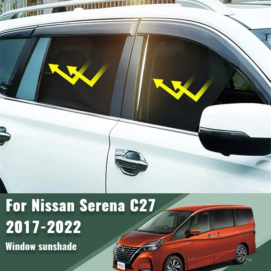 

For Nissan SERENA C27 2017-2022 Car Sunshade Magnetic Front Windshield Frame Curtain Rear Side Window Sun Shades Visor