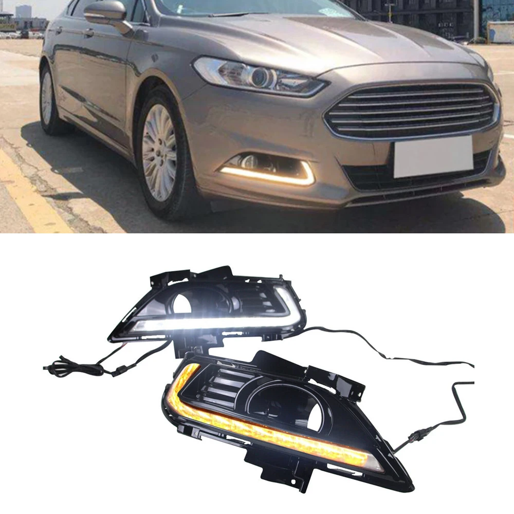 

For Ford Fusion Mondeo 2013-2016 DRL 24LEDs Front Bumper Fog Light Bicolor Car LED Driving Turn Signal Daytime Day Lamp Bulb