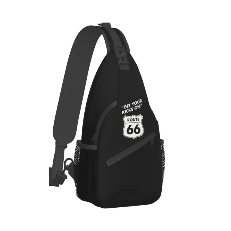 Get Your Kicks On Route 66 Crossbody Sling Backpack Men Custom USA Highways Shoulder Chest Bag for Cycling Camping Daypack