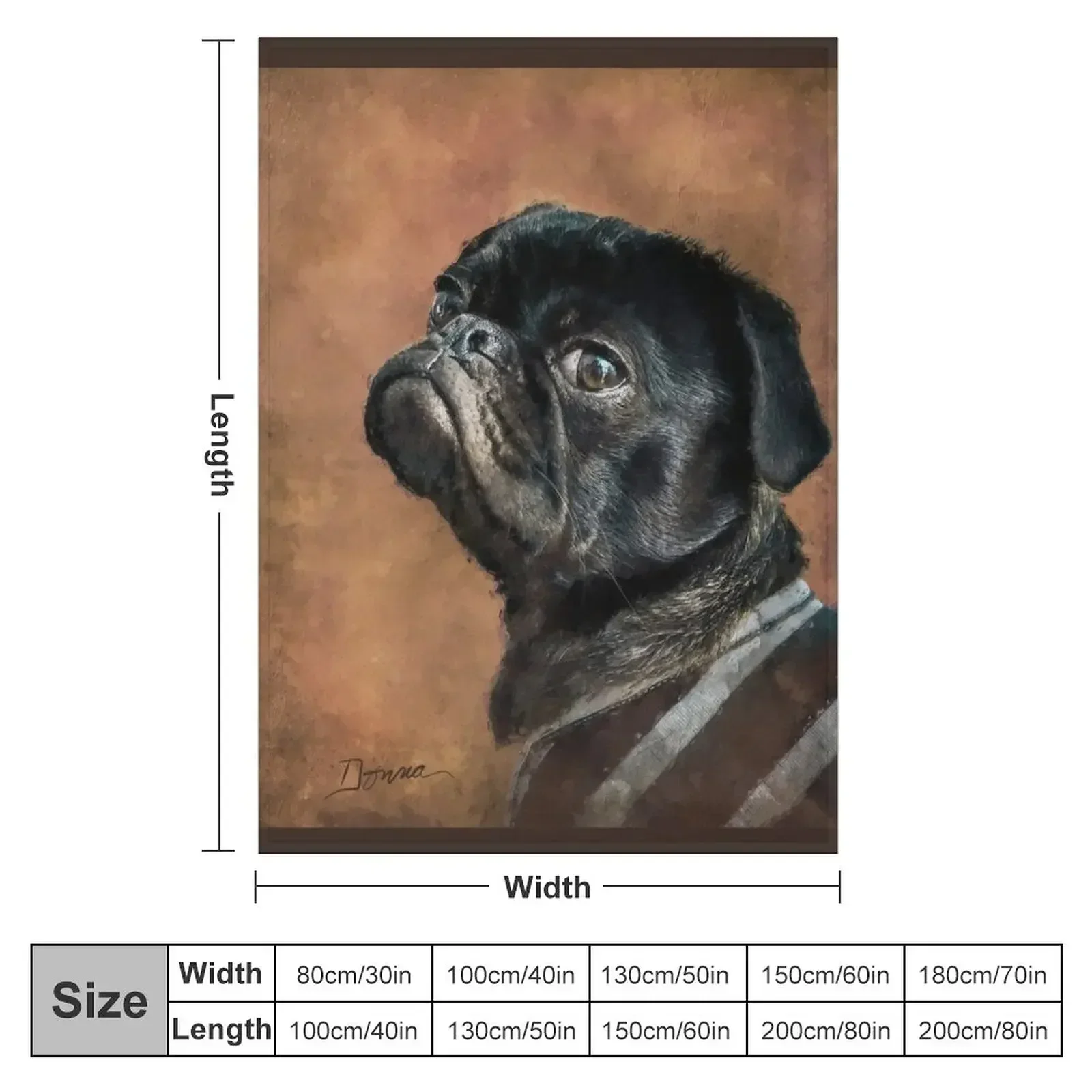 Black Pug Dog Throw Blanket Kid'S warm for winter Blankets