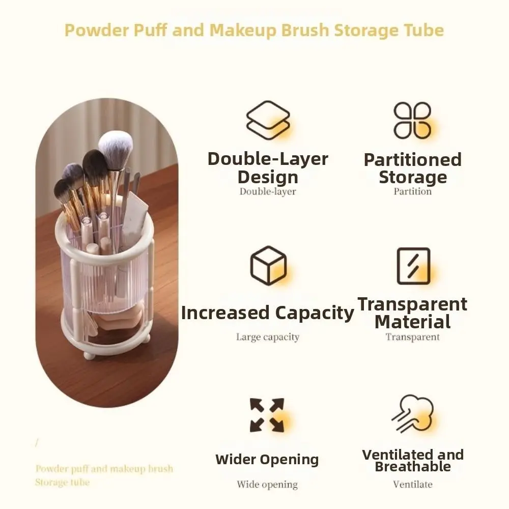 Dust-proof Cosmetics Storage Box Multi-function Exquisite Makeup Brush Cylinder Trendy Dressing Table Shelf Lipstick