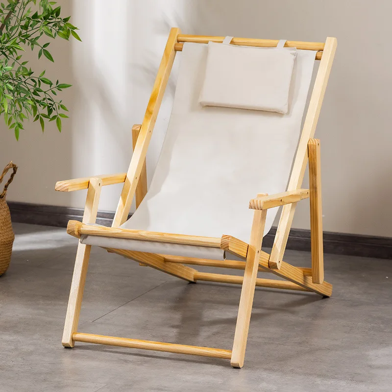 

Outdoor Furniture Beach Deck Yard Garden Camping Real Wood Oxford Fabric Foldable Lounger Chairs Sedia Campeggio Pieghevole