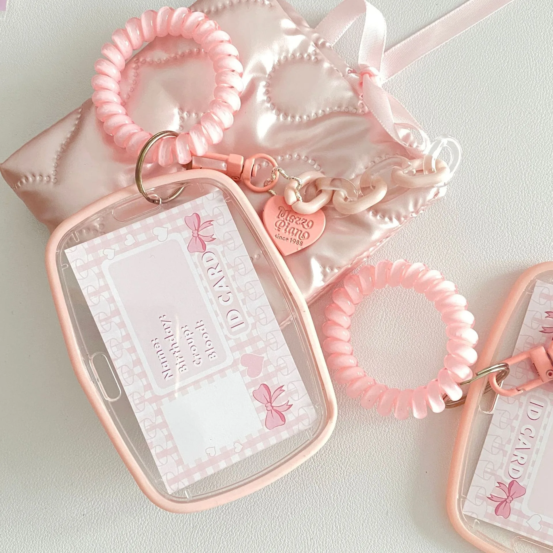 Oval Universal Acrylic Transparent Card Cover Student Card Storage Protective Cover Elastic Keychain ID Card Bus Card Work Card