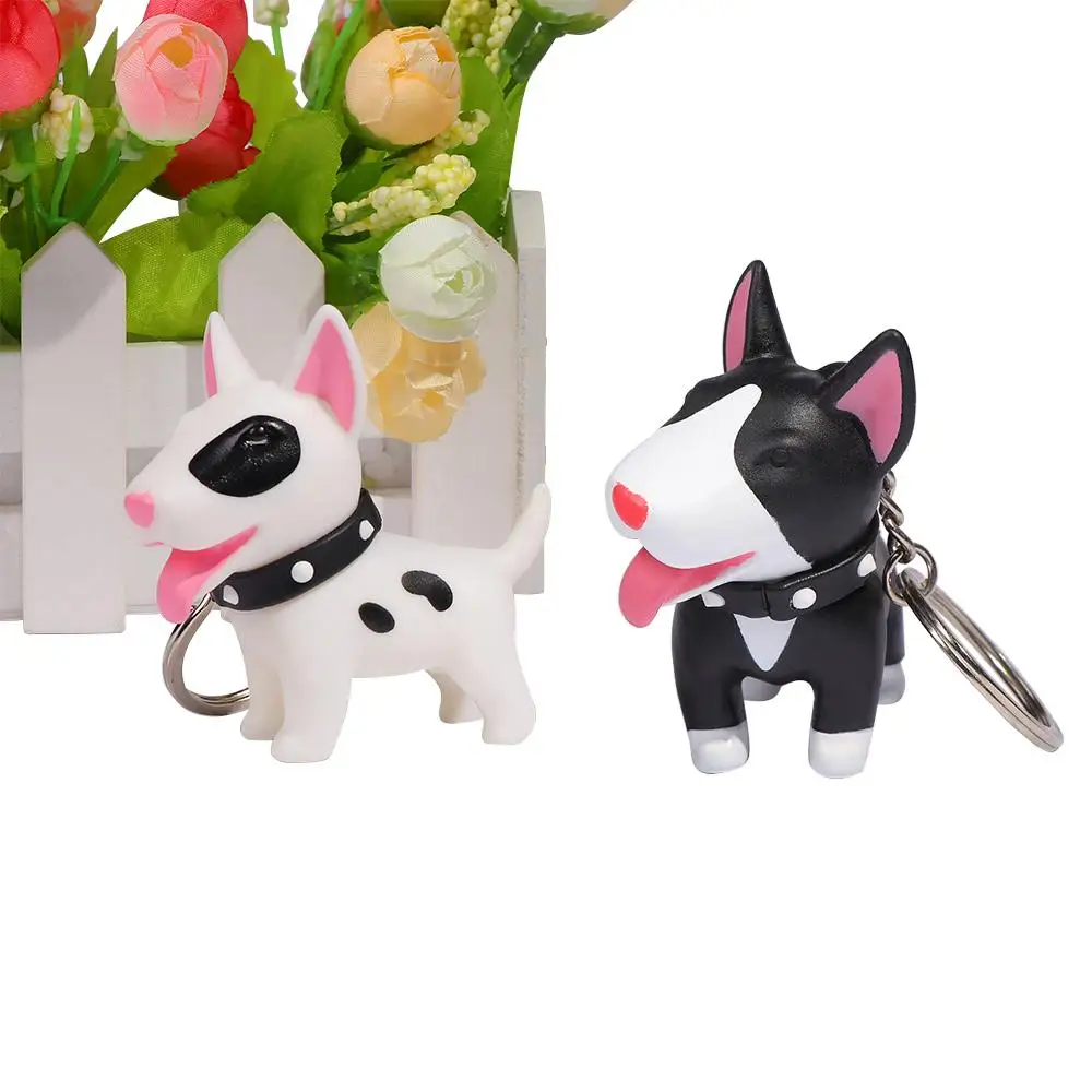 Craft Trinkets Anime Terrier Gift Bull Holder Figure Key Ring for Car Accessories Dog Keychain Hand-painted