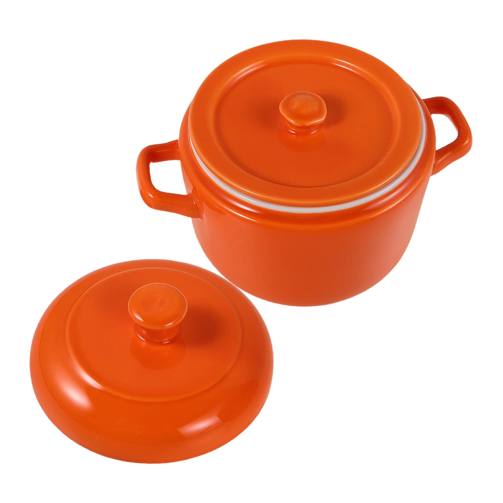 

Керамическая крышка кастрюли для тушения, одна подача, приготовление на пару, медленная кулинария, глиняный горшок с двойными ручками, миска для супа, 600 мл, яйцо, таможенные хлопья