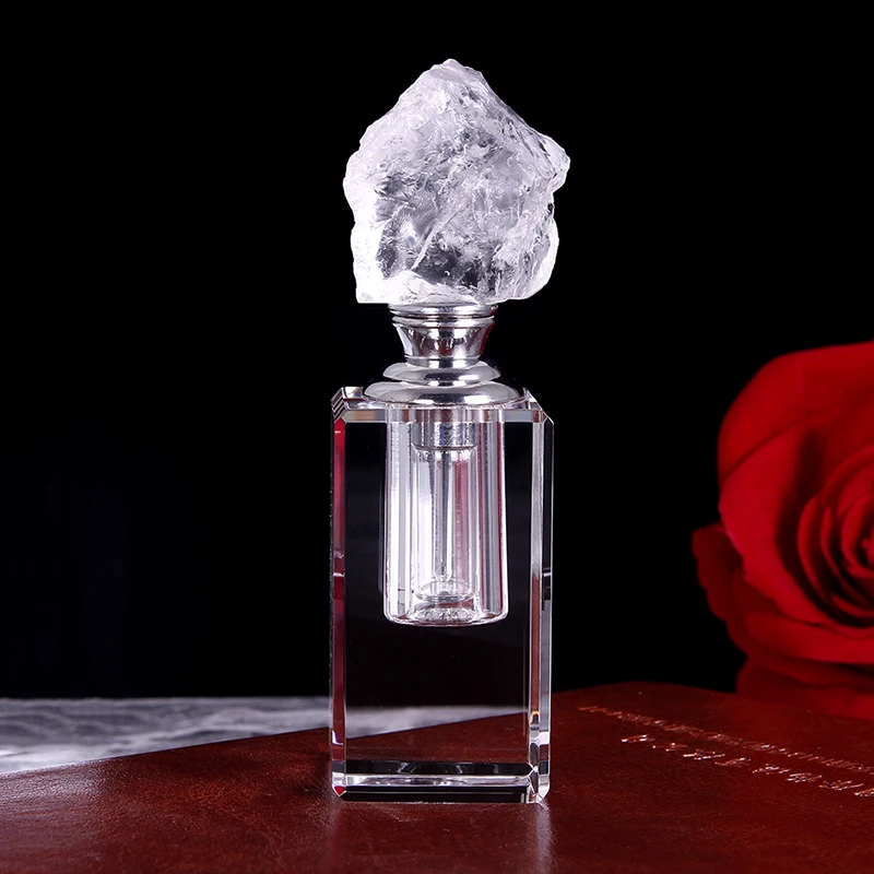 3ml Clear Natural Stone Quartz Crystal Perfume Bottles Essential Oil Bottles Collection Refillable Empty Bottle Holiday Gifts