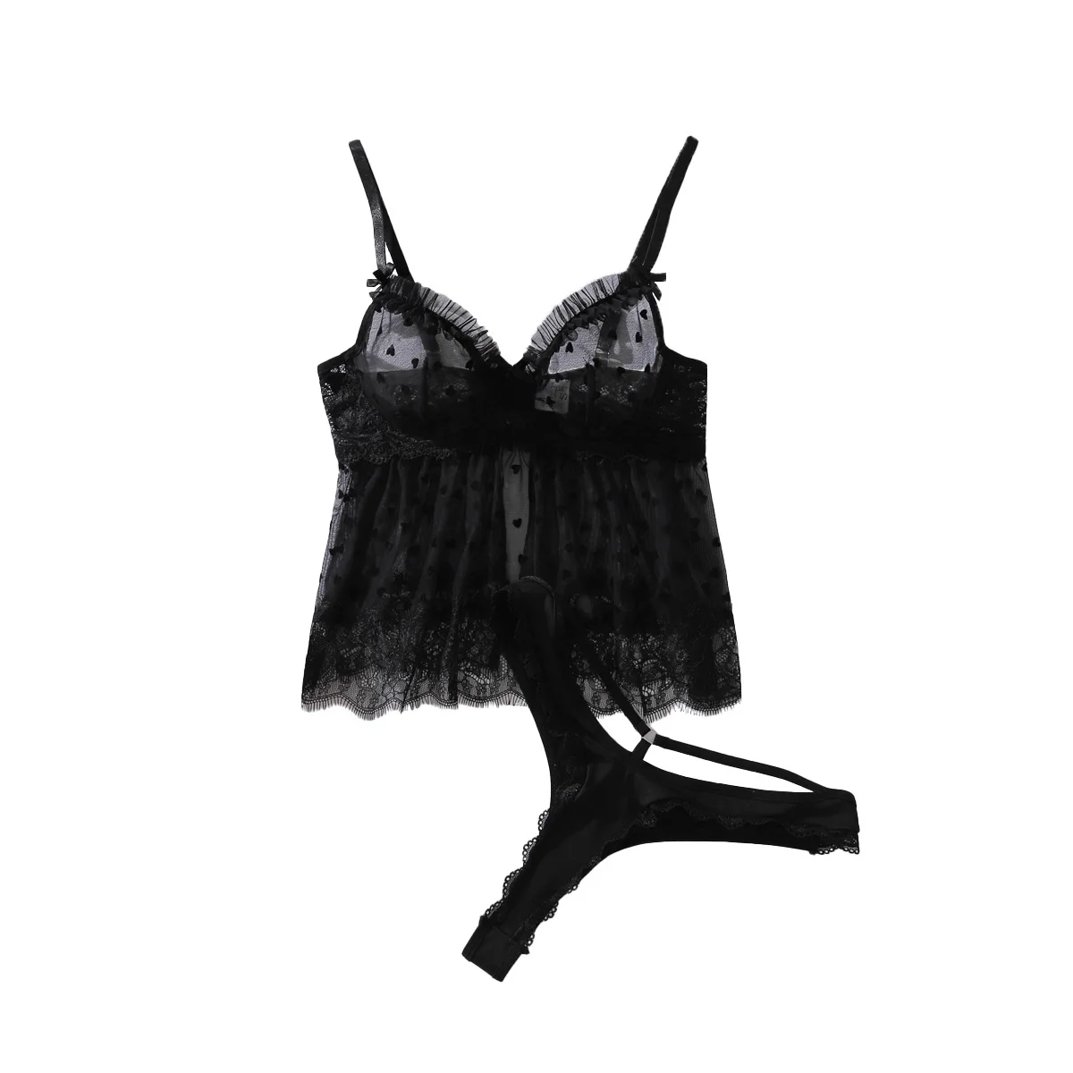 

Черный прозрачный кружевной комплект для зрелых женщин, комплект украшений с лямкой на шее и бантом из марли Spice Girl, формирующее нижнее белье, сексуальный интересный комплект