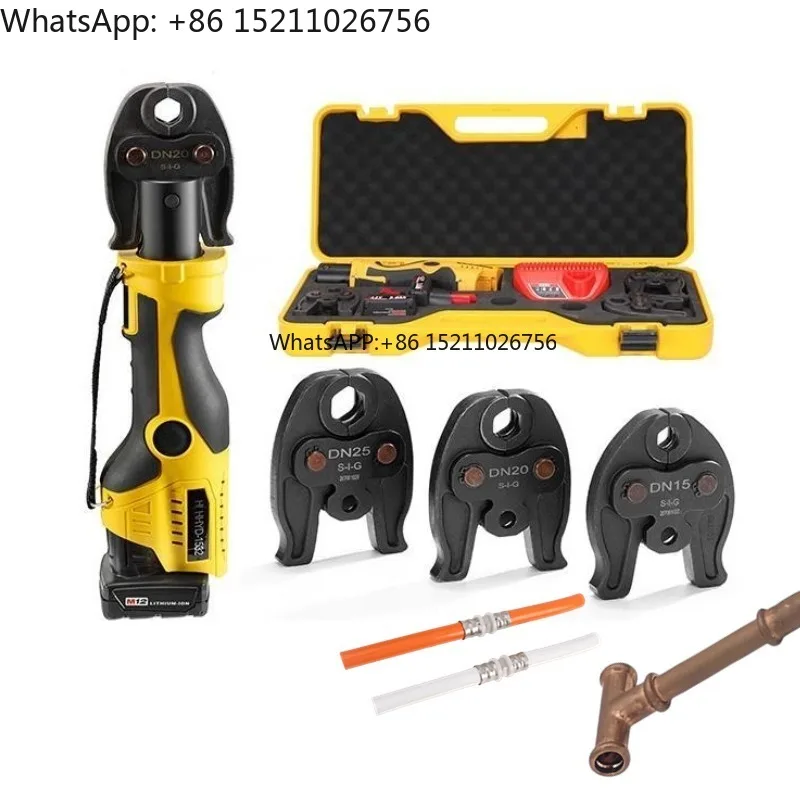 

12V Cordless Battery-Powered Hydraulic Pipe Press Tool Kit 3 Jaw Crimping for 1/2 3/4 1 Inch Stainless Steel Includes 1/2 3/4 1"