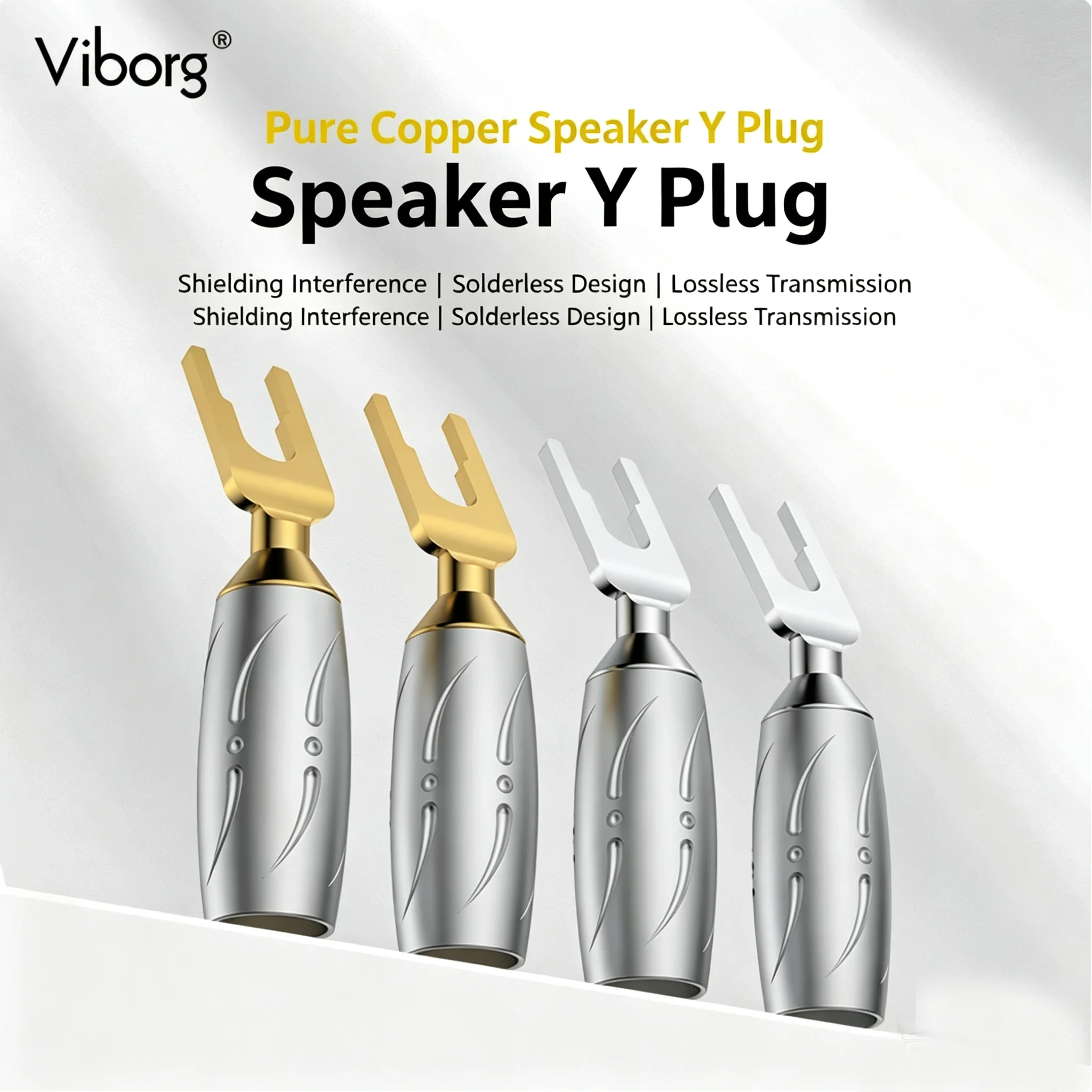 Viborg VS701 Speaker Cable Plug Pure Copper Gold Plated Y Spade Terminal High Fidelity Audio Connections