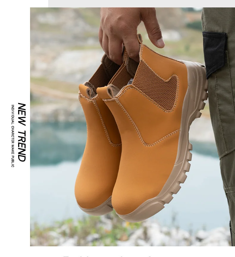 Wasserdichte Lederschuhe für Herren, rutschfeste, unzerstörbare Schutzstiefel, leichte Sicherheitsarbeitsschuhe für Herren, unzerstörbar – Detail 12
