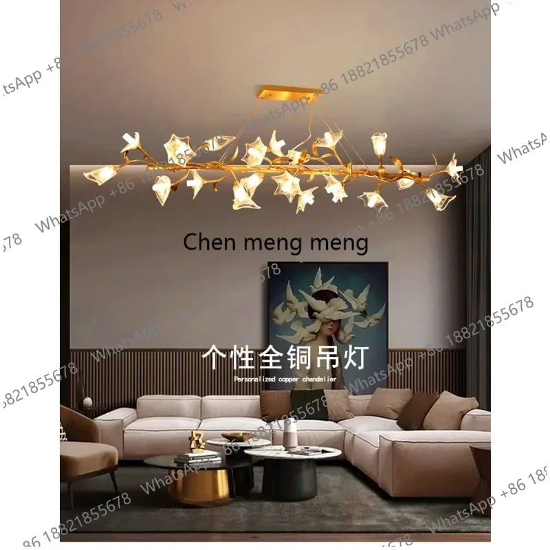 

Скандинавская люстра из цельной меди, роскошная лампа для столовой, креативная люстра для гостиной, лестничная люстра для виллы