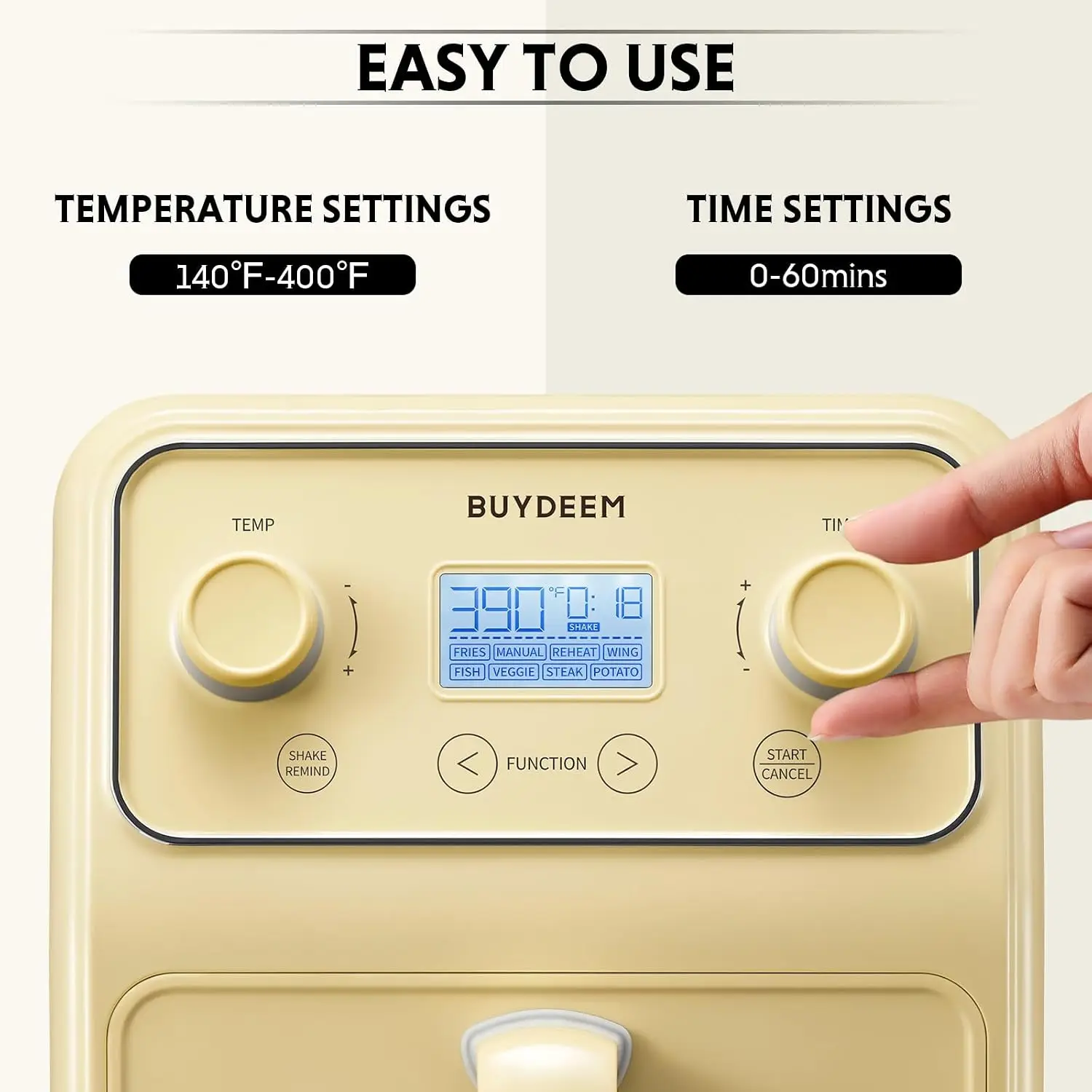 Air Fryer with One-Touch Operation, Viewing Window, and LCD Display