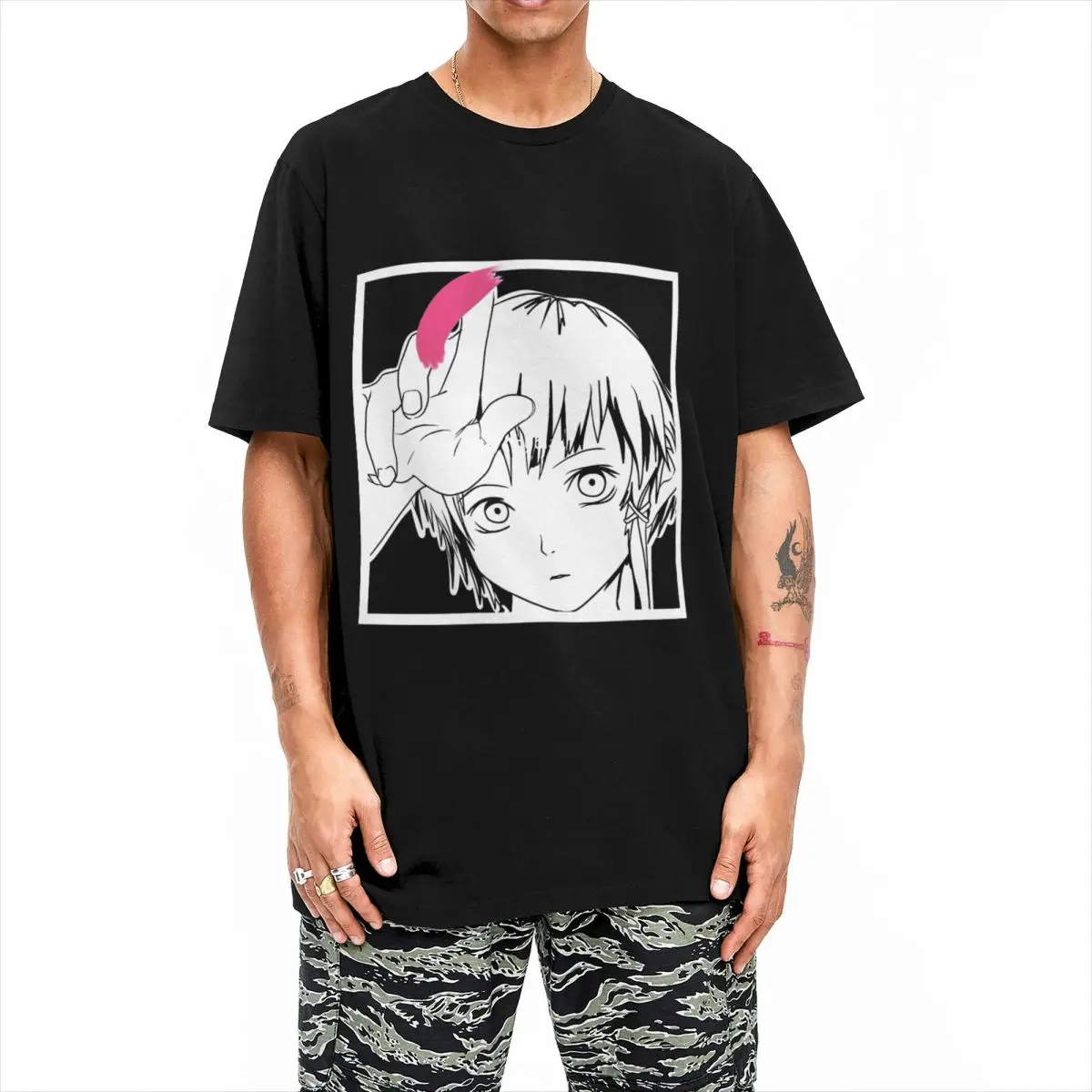 Serial Experiments Lain 90s Sci Fi T-Shirt for Men Women Novelty Cotton Tee Shirt Round Neck Short Sleeve T Shirt 6XL Tops