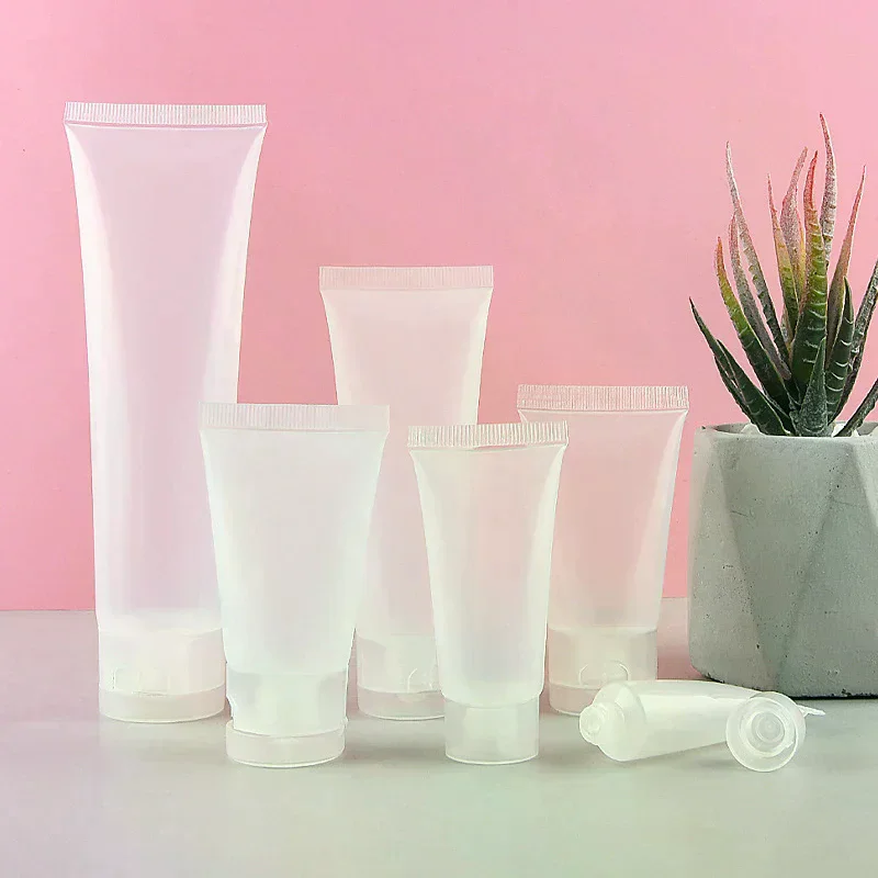 

5 шт. пустой тюбик для губной помады, мягкий тюбик для бальзама для губ, прозрачный пластиковый контейнер для блеска для губ, многоразовые бутылки 10 мл, 15 мл, 30/50 м