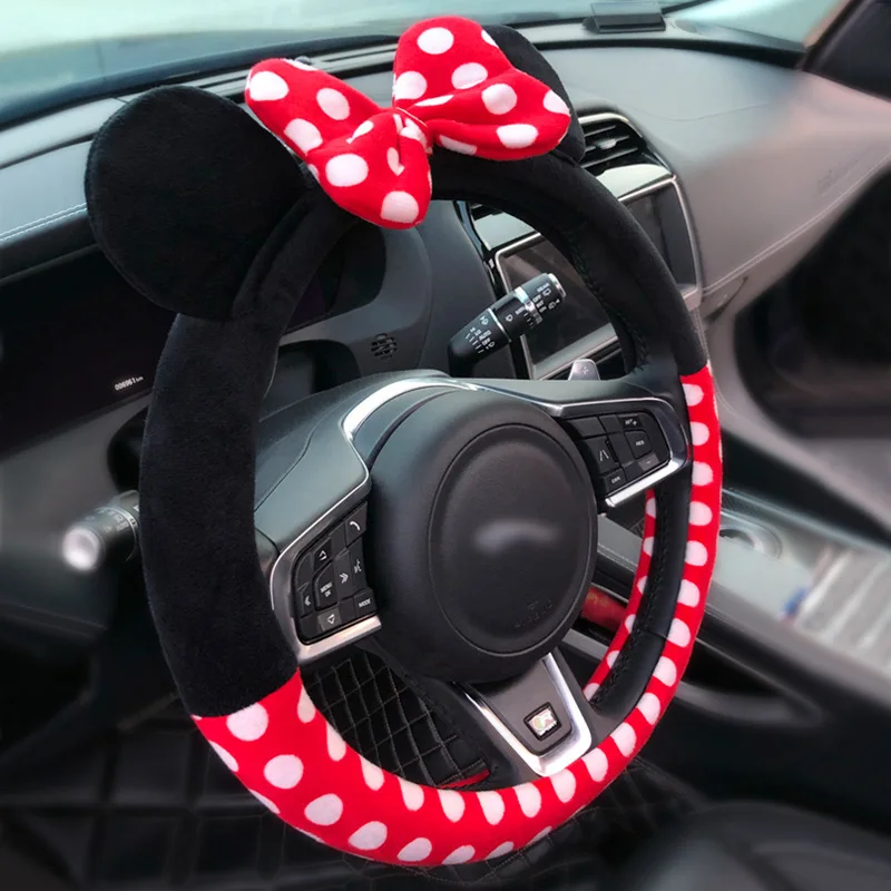 Car Steering Wheel Cover Universal Cartoon Mouse Four Seasons Lovely Bowknot Cute Ears Wholesale Car Interior Accessories