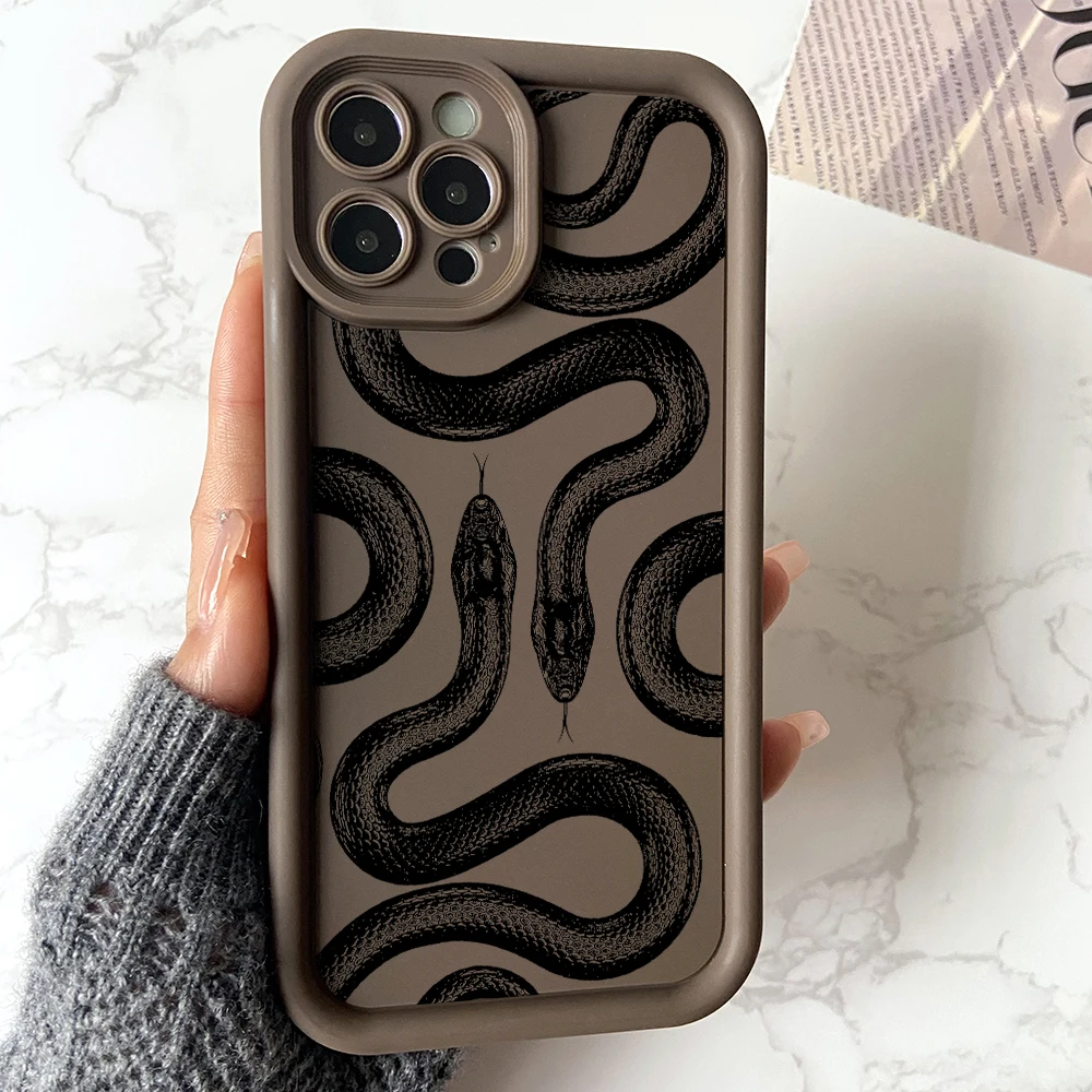 Trend Snake Phone Case for Oppo Realme C67 C65 C63 C55 C53 C35 C33 C31 C21 C20 12 11 8i Pro Plus 4G 5G Soft Ladder Lens Cover