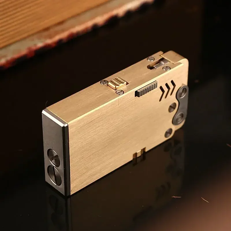 New Handmade Brass Mechanical Automatic Ignition Gasoline Lighter and Titanium Alloy Material Gift Box