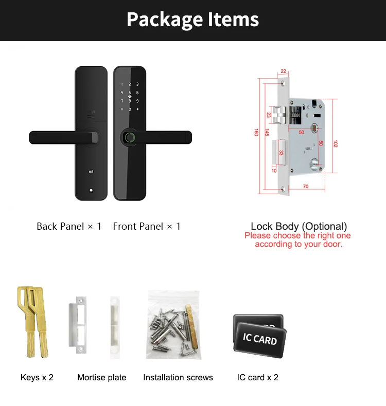Cerradura inteli gente biometrische Smart Lock Keyless Ttlock Bluetooth elektronische Smart Türschloss für Wohnungen – Detail 10