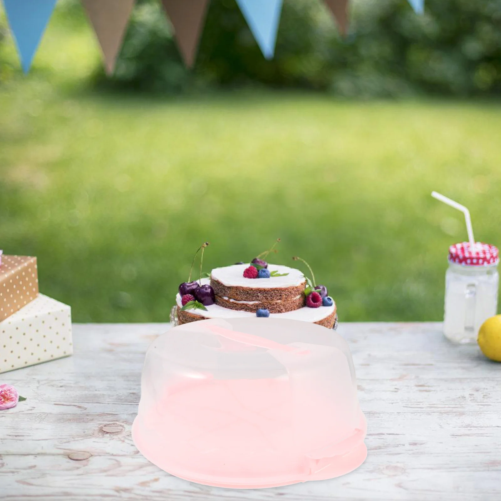 

Reusable Cake Carrier Box Transparent Birthday Cake Holder With Handle Dome Cover Storage Container For Desserts Cookies Outdoor