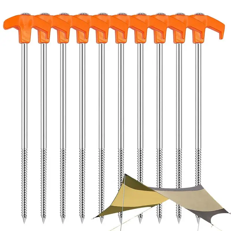 

Metal Tent Pegs 10pcs Ground Stakes Tent Spikes Non-Rust Metal Pegs Heavy-Duty Nail Spikes For Family Tents Outdoor Patio &