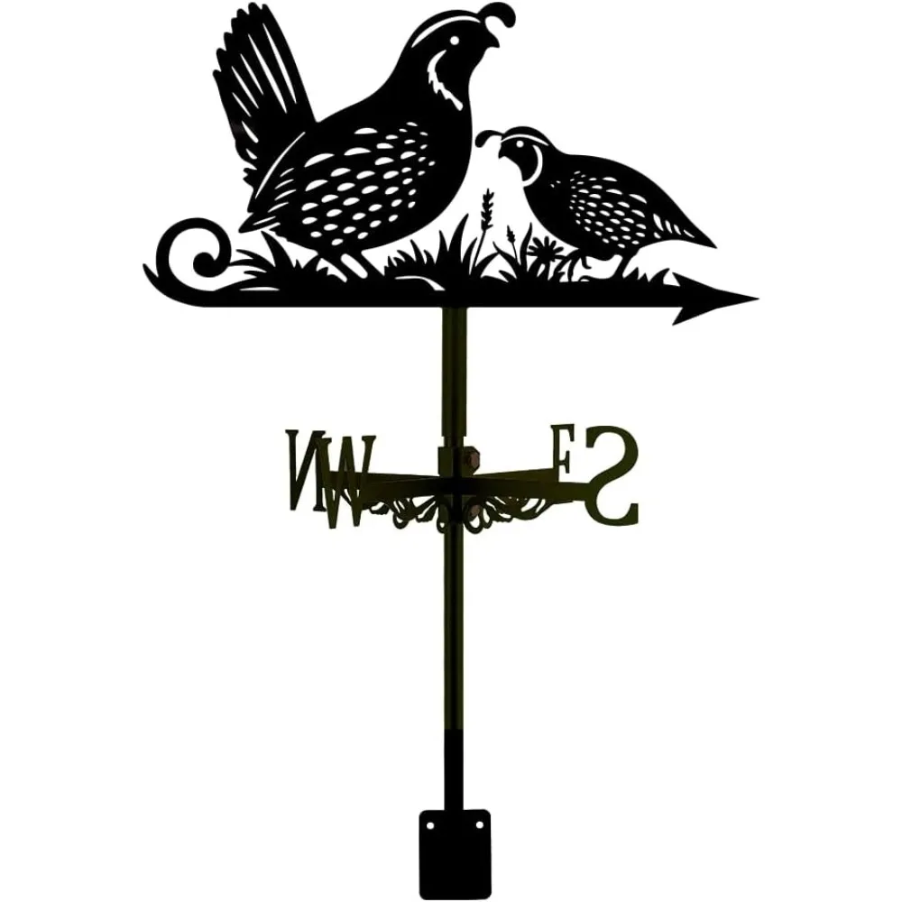

Quail Weather Vane Animal Birds Wind Vanes for Yard Metal Weathervane Roof Mount for Gardens Outside Black Weathervanes Farmhous