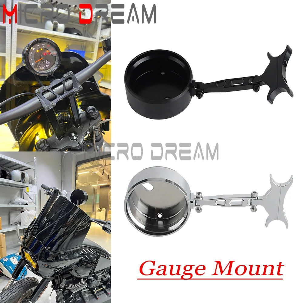 For Harley Low Rider S Fat Bob 18-24 Adjustable Universal T-Bar Moto Digital Gauge Mount Housing Bracket Bucket Relocation Kit