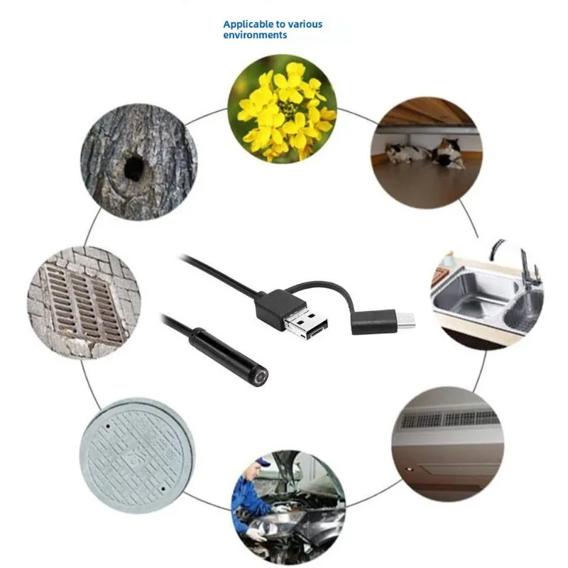 5.5MM 3in1 Android Endoscope IP67 Waterproof Comes with Various Accessories Industrial Pipeline Dredging Underwater Camera