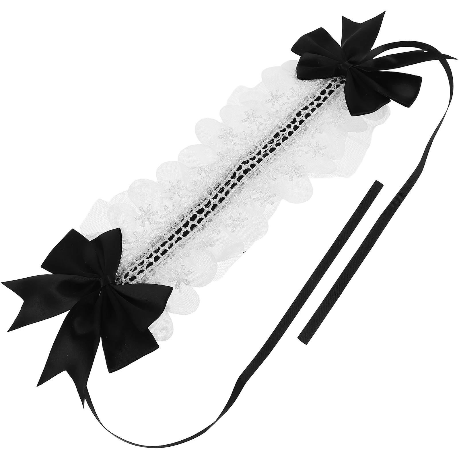 

Ruffled Lace Headband Bowknot Retro Lolita Hair Band For Women Girls Party Costume Cosplay Accessories Vintage Wear Elastic