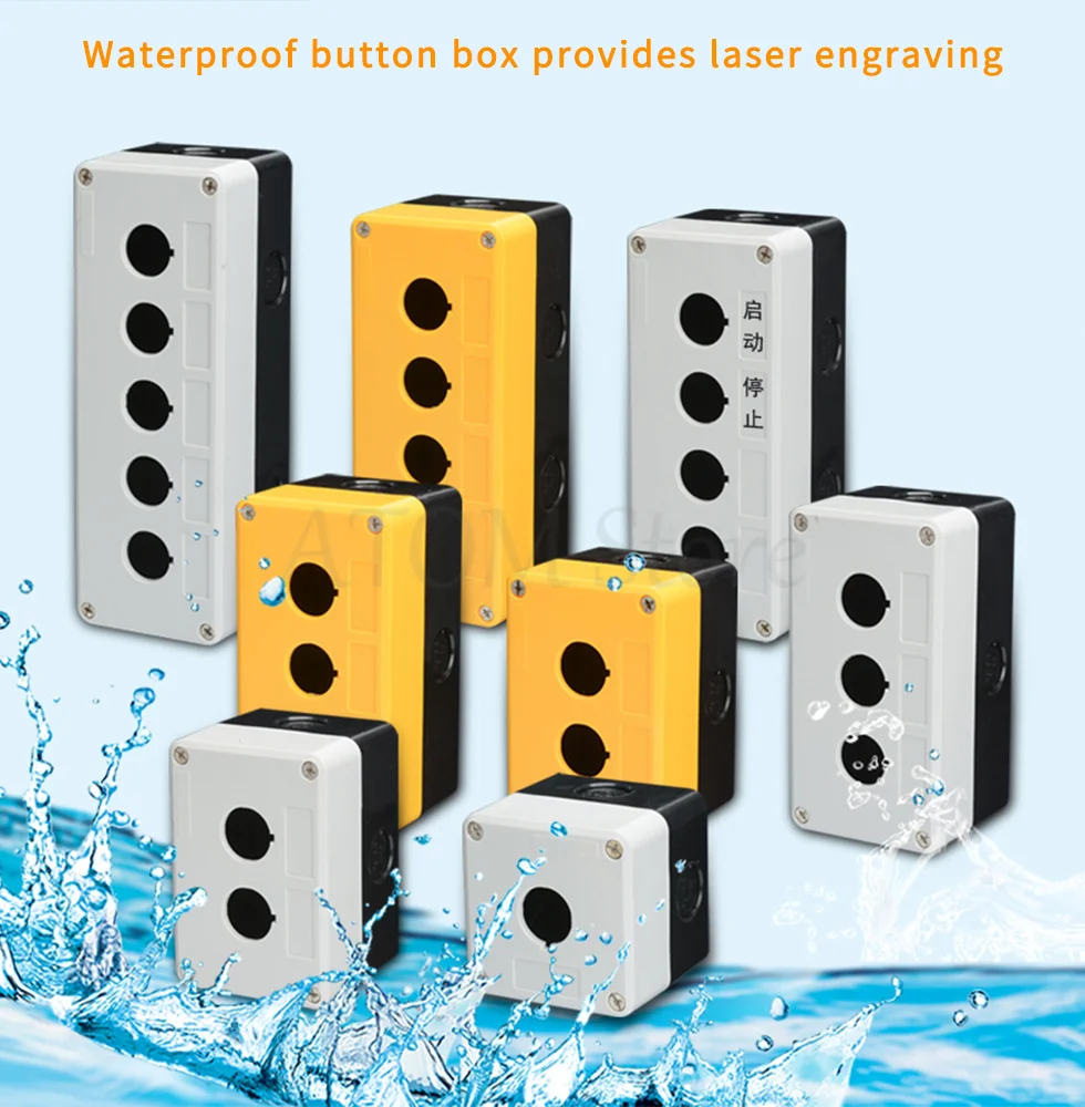صندوق زر مقاوم للماء صندوق التحكم في التبديل 12345 فتحة مؤشر التبديل الصناعي صندوق توقف الطوارئ البلاستيكي 22 مللي متر #1