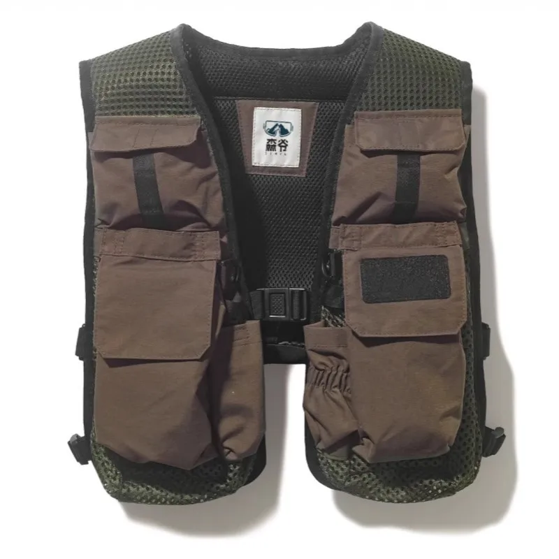 Multi-pocket tactical spliced vest, waistcoat, men's and women's camping and fishing multi-functional jacket