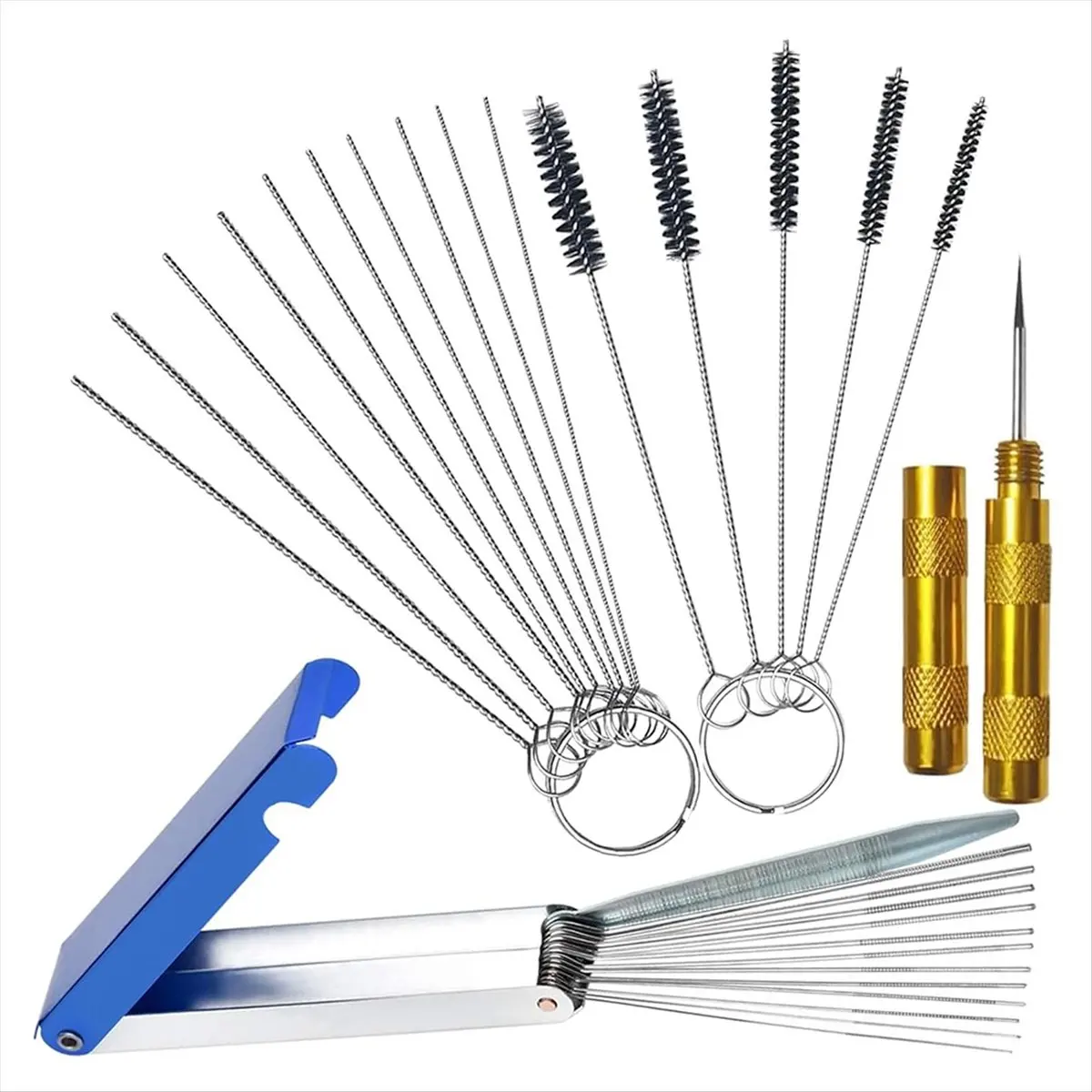 KSOL Carburetor Cleaning Kit, 13 Wires + 10 Needles + 5 Brushes + 1 Pick, Premium Torch Tip Cleaner, Carbons Dirt Jet Remove