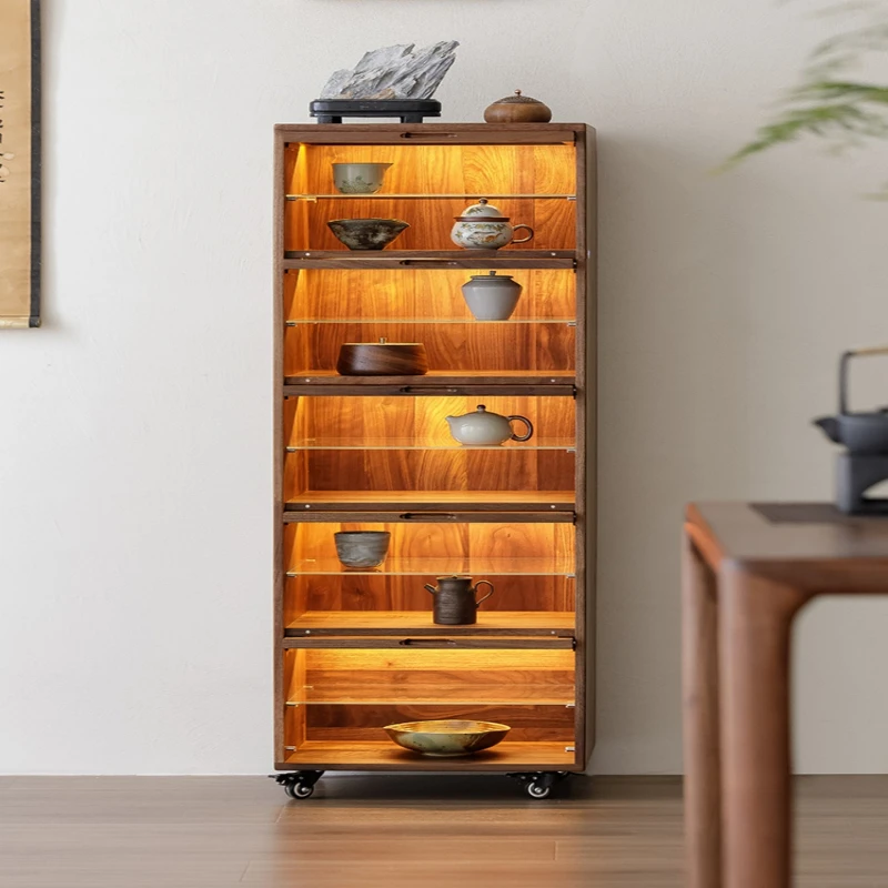 

North American black walnut solid wood cultural toy tea set storage display jewelry medieval Chinese mobile storage