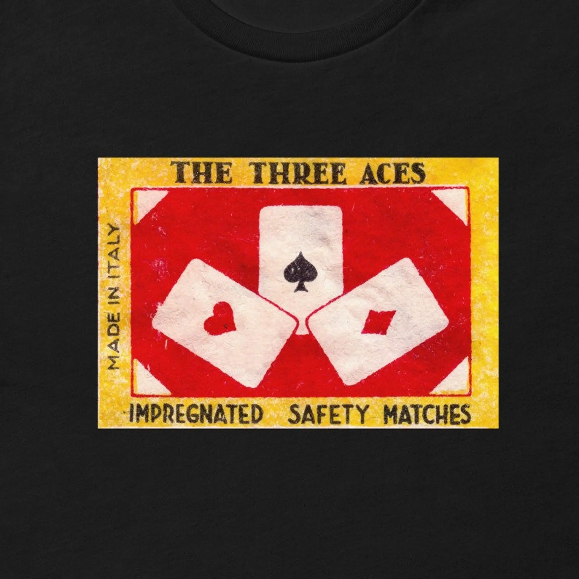 Three Aces Cards Matchbox Design Cool Vintage T Shirt Free Shipping